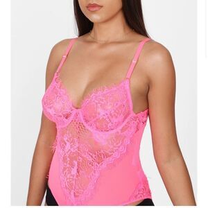 NWT Neon Blacklight Glowing Pink Tic Toc Bodysuit